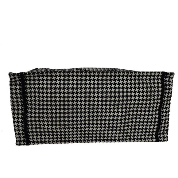 Authv CHRISTIAN DIOR Book Tote Hand Bag Houndstooth Canvas Leather Black - Picture 7 of 16